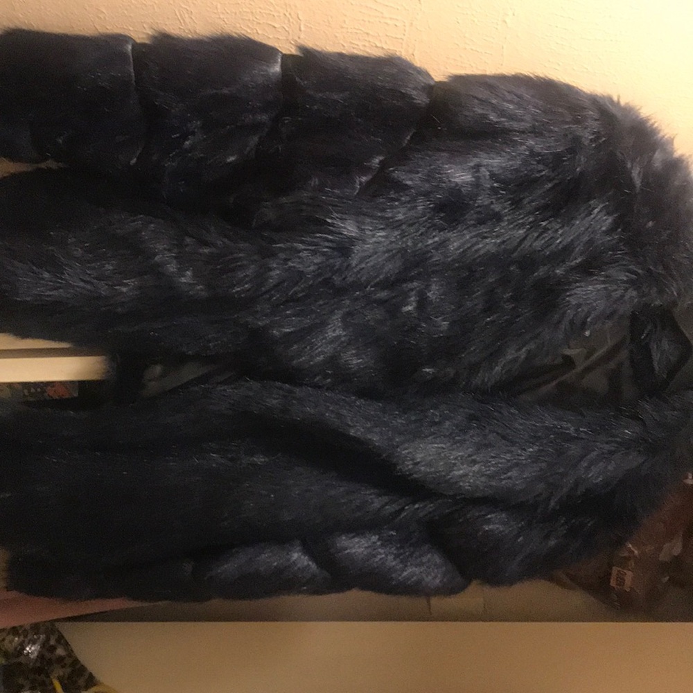 Deep blue faux fur jacket